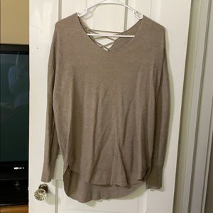 Super cute tan v neck loose fitting sweater